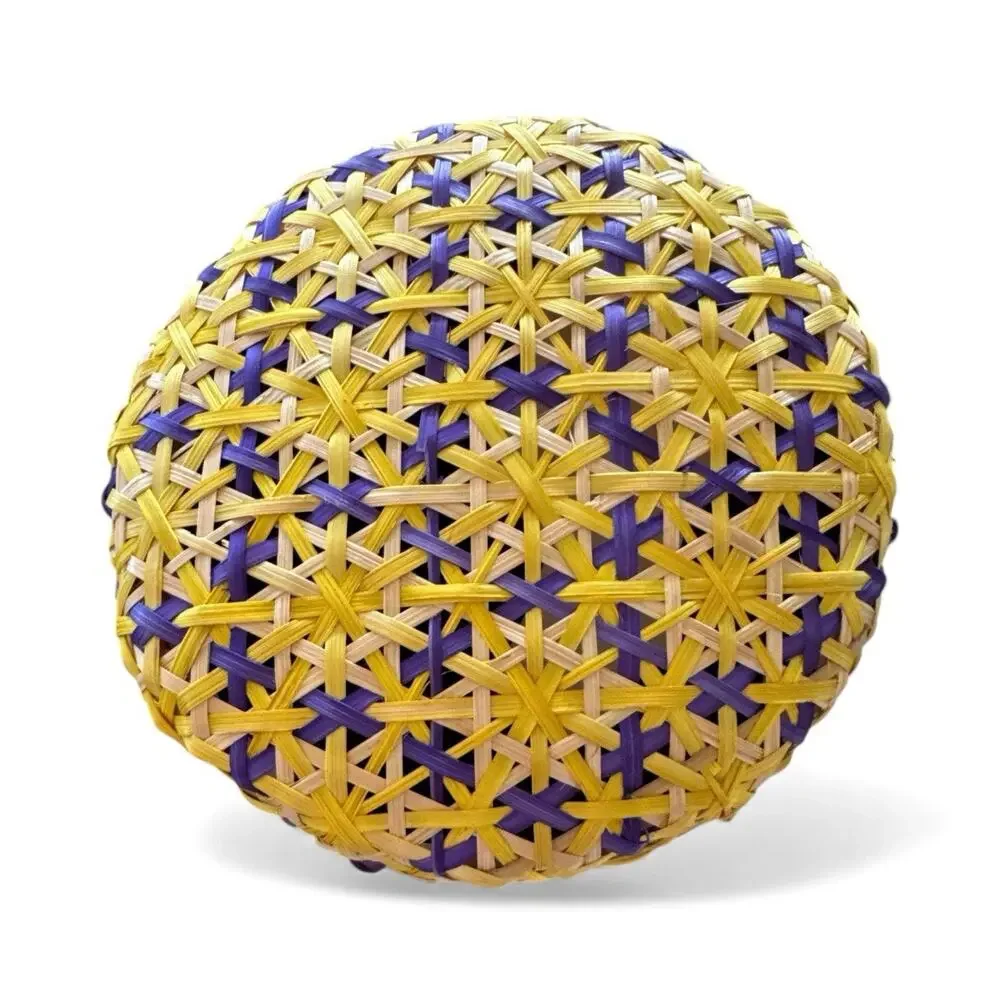 Ann Lee Designs handwoven bamboo decorative basket tray 7.5” Purple yellow